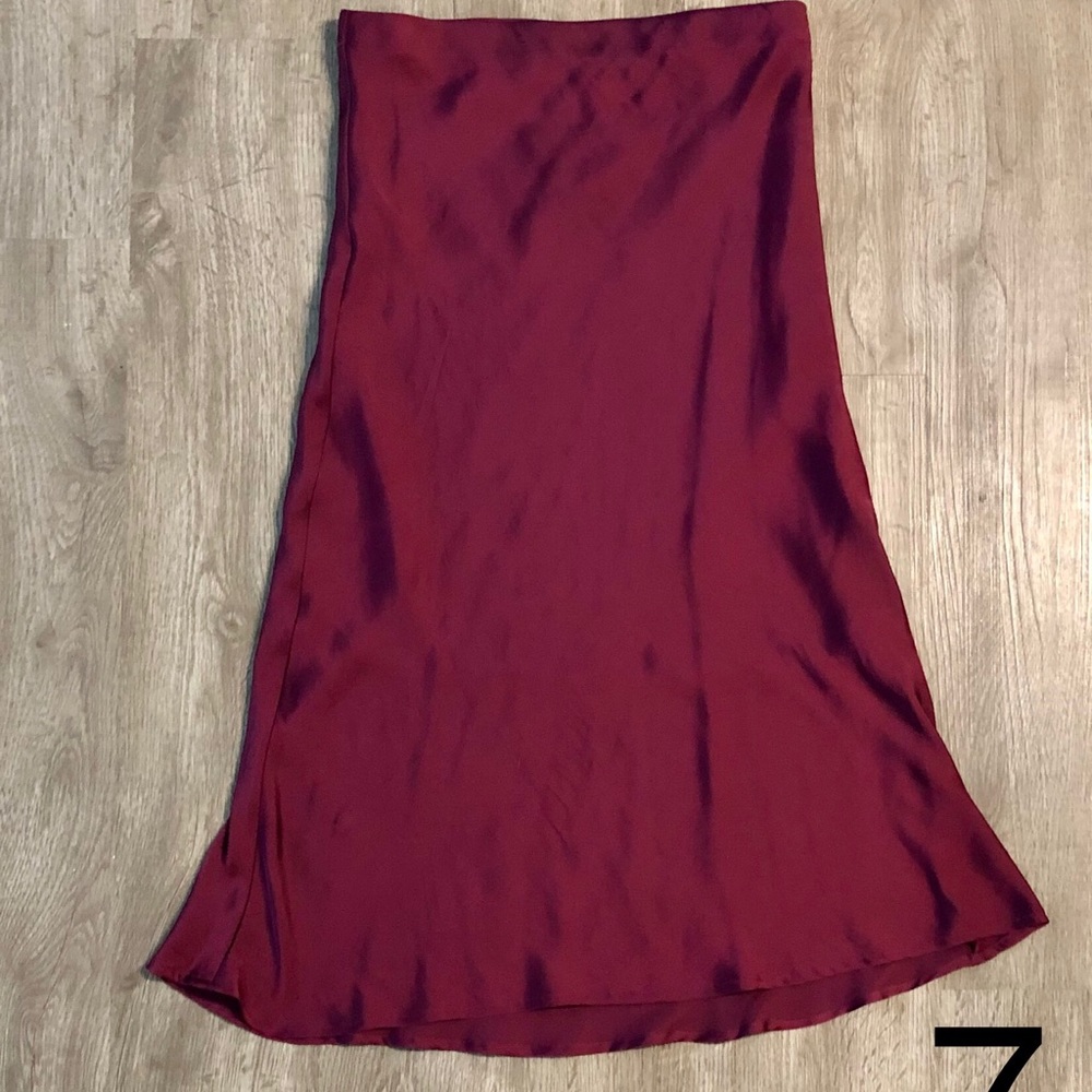 Satin purple midi skirt